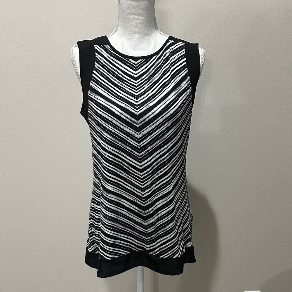 Calvin Klein Black and White Chevron Tank Top